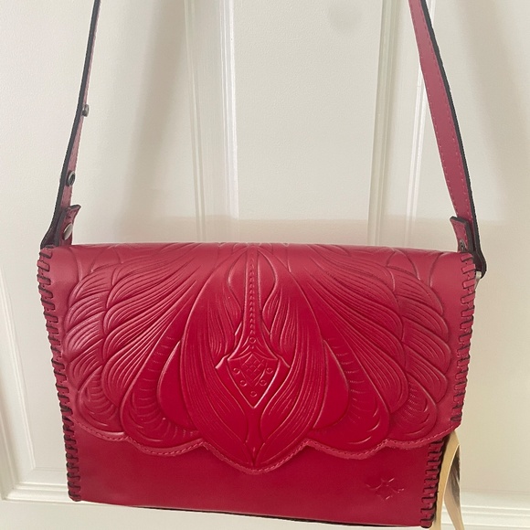 Patricia Nash Handbags - Patricia Nash deep red Tooled leather shoulder bag Santillana